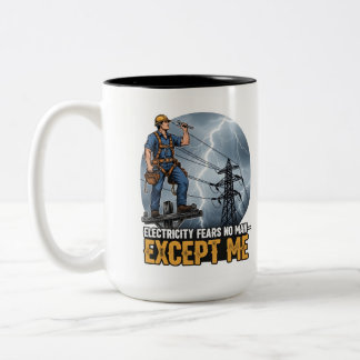 Lineman Lightning Bolt Power Line Hero Two-Tone Coffee Mug