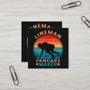 Lineman Pancake Maker - American Football Square Business Card