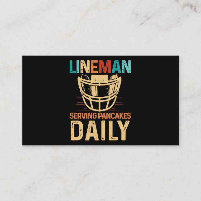 Lineman Serving Pancakes Daily Football Offensive  Business Card (Front)