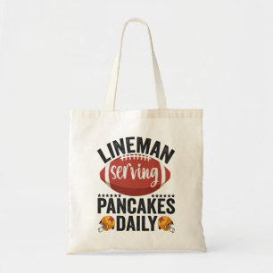Lineman Serving Pancakes Daily Funny Football Gift Tote Bag