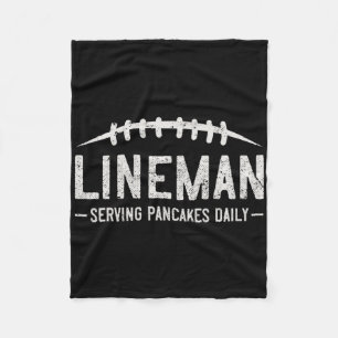 Lineman Serving Pancakes Daily Funny Vintage Footb Fleece Blanket