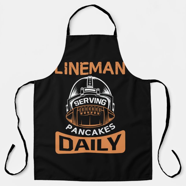 lineman-serving-pancakes-daily-tshirt-design apron (Front)