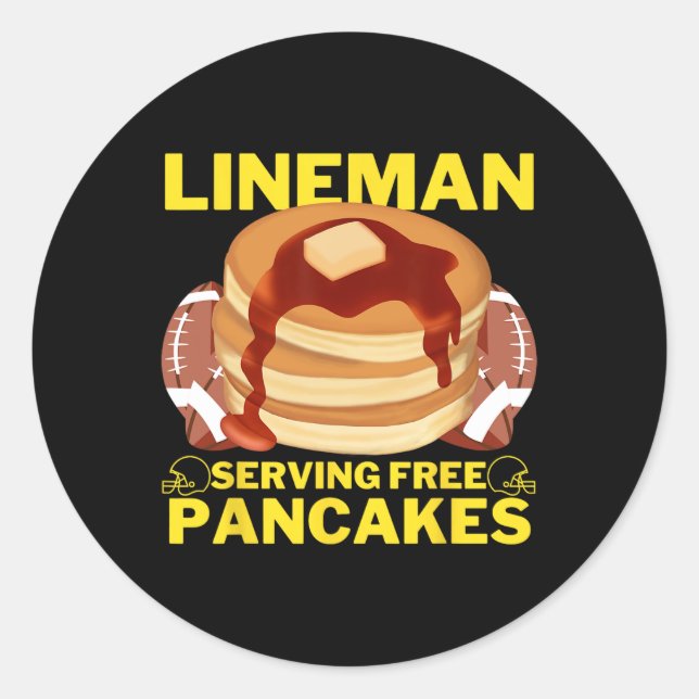 Lineman Serving Pancakes Football Lineman  Classic Round Sticker (Front)