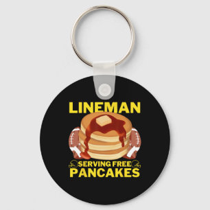 Lineman Serving Pancakes Football Lineman Key Ring