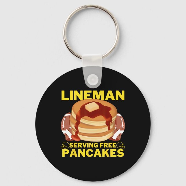 Lineman Serving Pancakes Football Lineman  Key Ring (Front)
