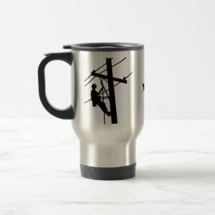 Lineman Silhouettes Personalised Name Travel Mug