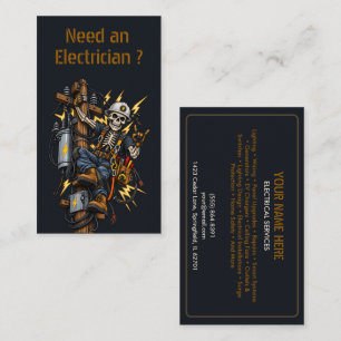 Lineman Skeleton Electrician Pole Climber Business Card