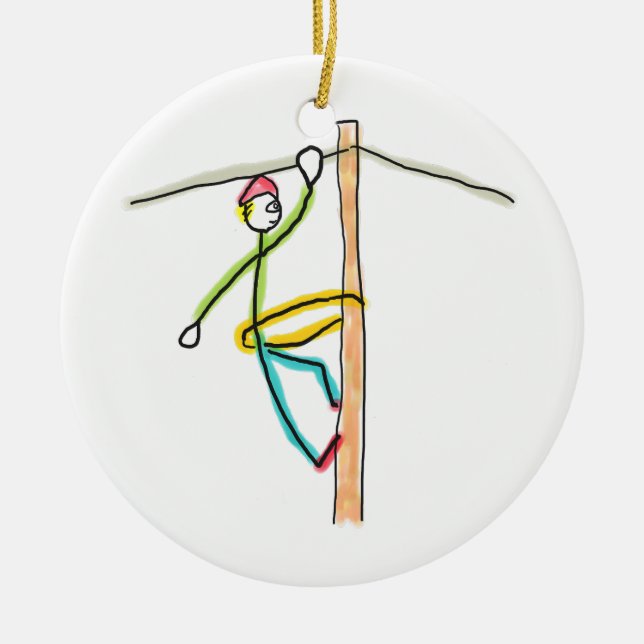 Lineman Stickman Ceramic Tree Decoration (Front)
