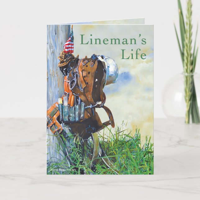 Lineman's Life Original Painting and Poem Card (Front)
