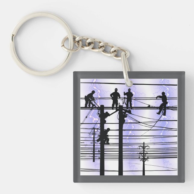 Linemen Over Texas Graphic  Key Ring (Front)