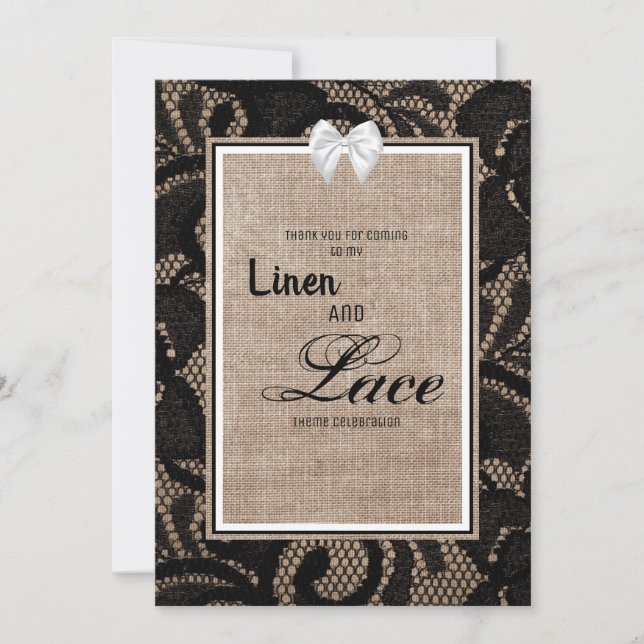 Linen and lace  invitation (Front)