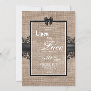 Linen and lace wedding invitation