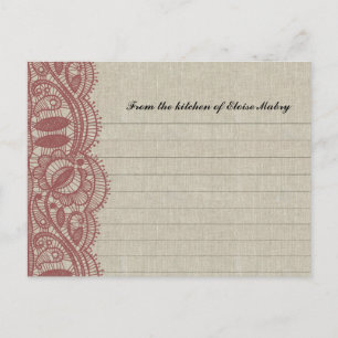Linen and Marsala Lace Personalised Recipe Cards