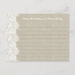 Linen and White Lace Personalised Recipe Cards