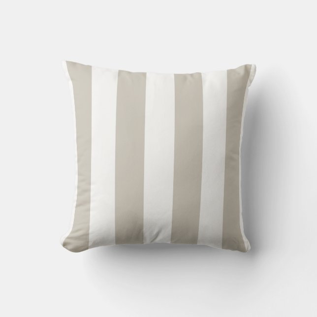 Linen and White Striped Cushion (Front)