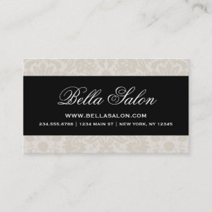 Linen Beige and Black Elegant Vintage Damask Business Card