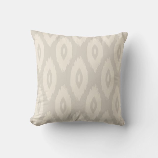 Linen Beige and Ivory Tribal Ikat Dots Cushion (Front)