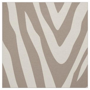 Linen Beige and Mocha Zebra Print Large Scale Fabric