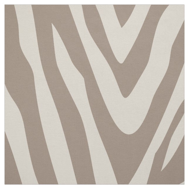 Linen Beige and Mocha Zebra Print Large Scale Fabric (Swatch)