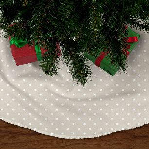 Linen Beige Cute Polka Dots Brushed Polyester Tree Skirt