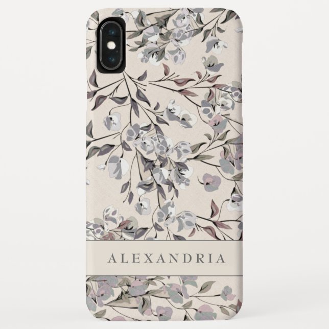 Linen Beige Floral | Personalised Case-Mate iPhone Case (Back)