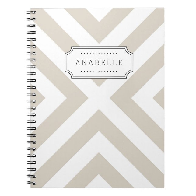 Linen Beige Mod X Chevron Monogram Notebook (Front)