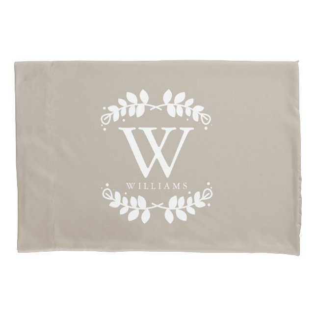 Linen Beige Monogrammed Pillowcase (Front)