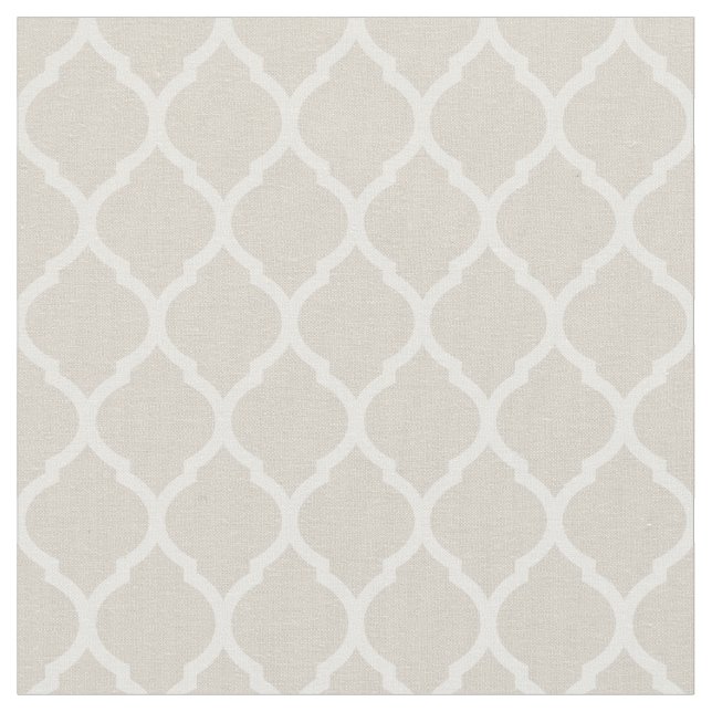 Linen Beige Moroccan Quatrefoil Fabric (Close Up)