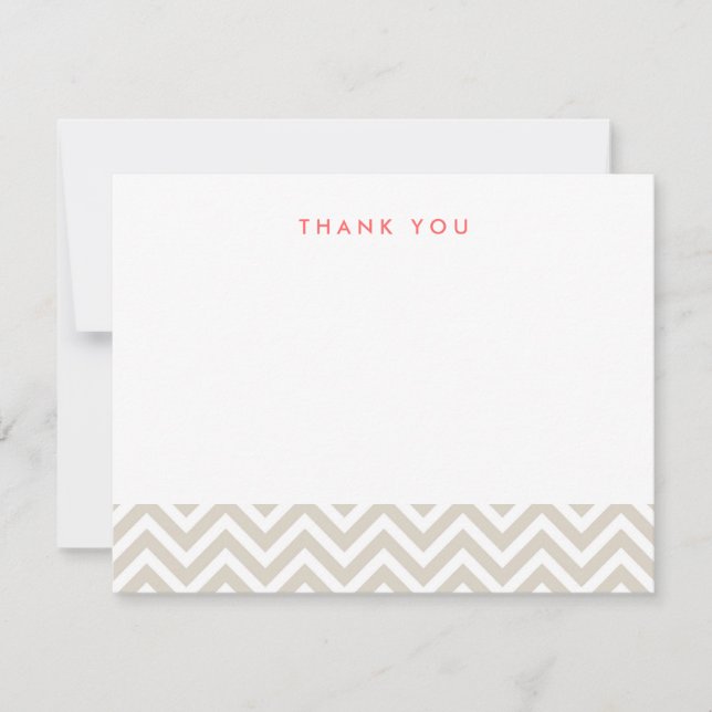 Linen Beige Simple Chevron Thank You Note Cards (Front)