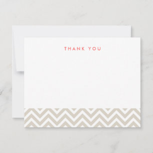 Linen Beige Simple Chevron Thank You Note Cards