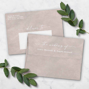 Linen Beige Watercolor A7 5x7 Wedding Invitation Envelope