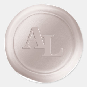 Linen Beige Wax Seal Monogram Wedding Stickers