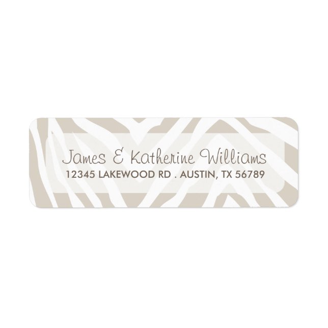 Linen Beige Zebra Animal Print Modern Wedding (Front)