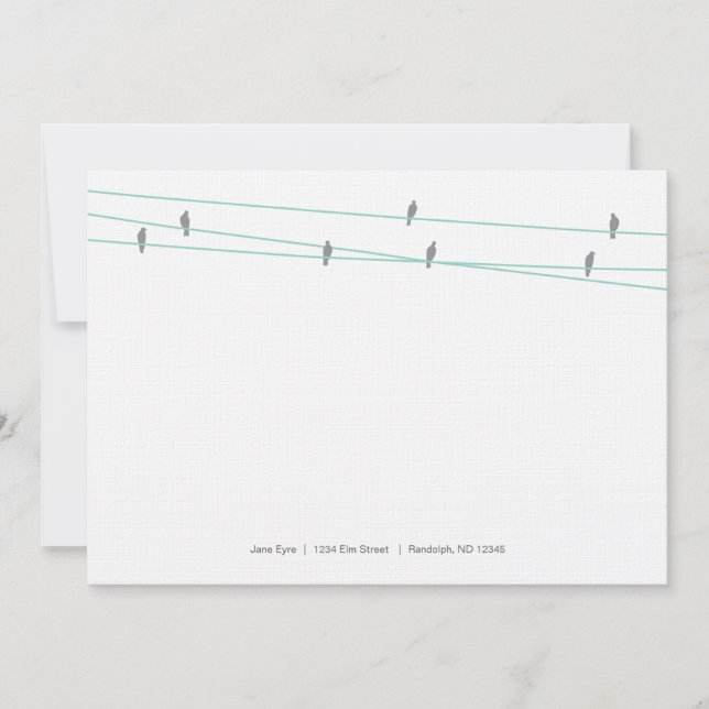 Linen Birds on a Wire Note Cards (Front)