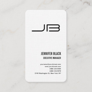 Linen Black White Bold Monogram Minimalist Modern Business Card