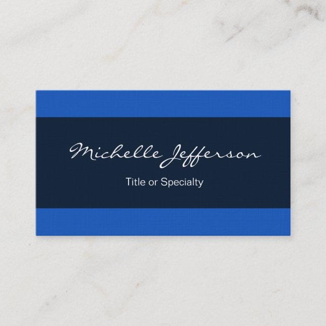 Linen Blue Lined Contemporary Trendy Professional Business Card (Front)