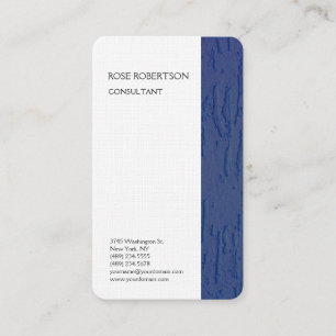 Linen Blue White Texture Minimalist Professional Business Card
