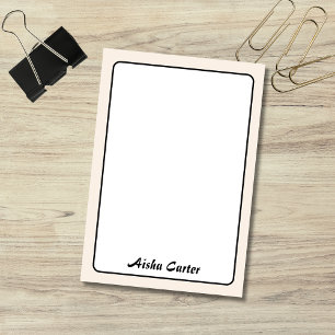 Linen Border Minimalist Professional Name  Post-it Notes