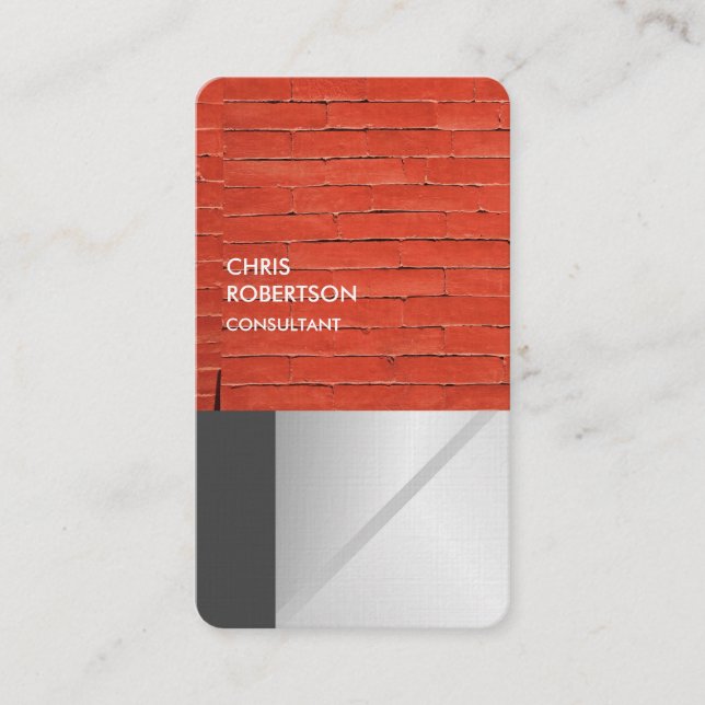 Linen Colourful Red Bricks Grey  Business Card (Front)