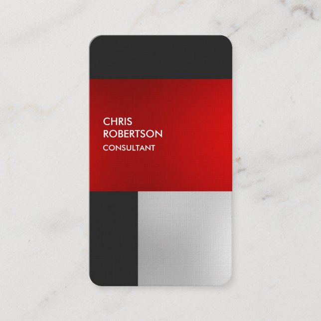 Linen Colourful Red Grey Rounded Profile Card (Front)