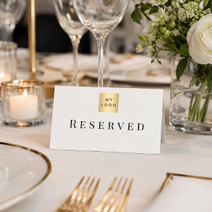 Linen cream business logo reserved table place card