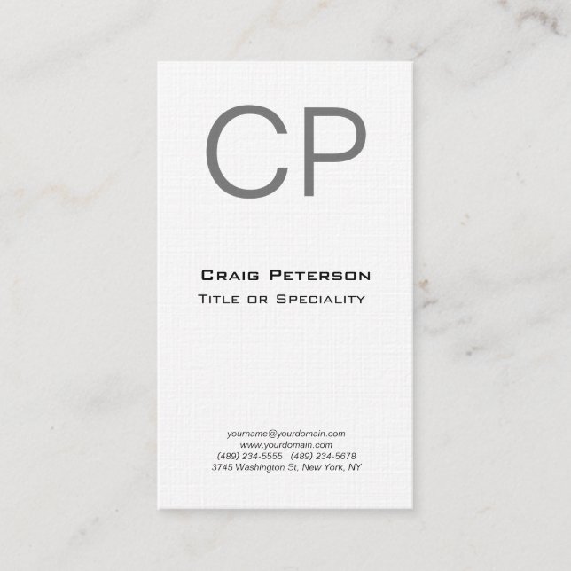Linen Creative Monogram Modern Minimalist Business Card (Front)