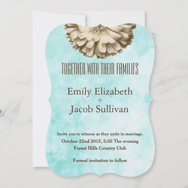 Linen Daisy Lime Green Nature Wedding Invitation (Front)