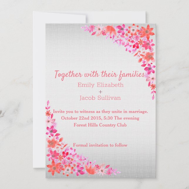Linen Daisy Lime Green Nature Wedding Invitation (Front)