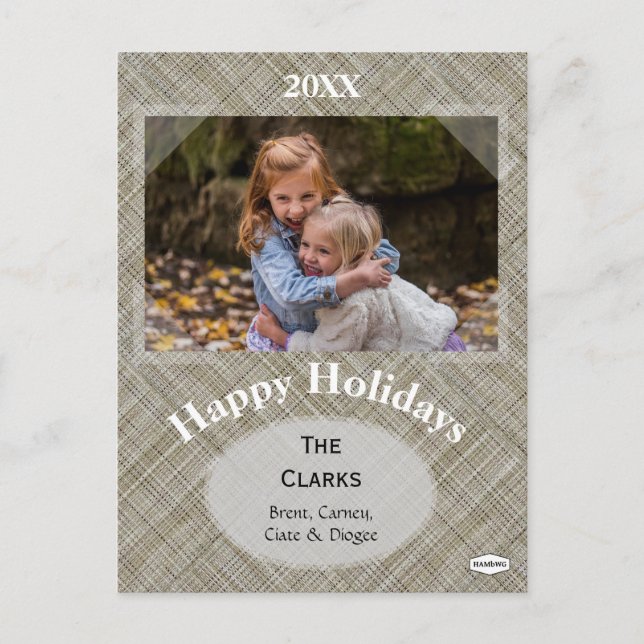 Linen Design Holiday Postcard by HAMbWG (Front)