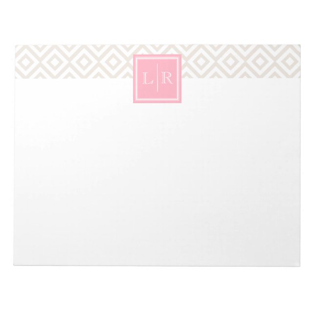 Linen Diamonds Pattern and Monogram Notepad (Front)