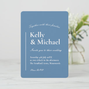 Linen Dusty Blue Typography Wedding Invitation