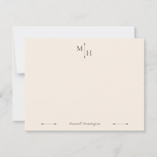 Linen Elegant Minimalist Arrow Point Monogram Card