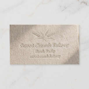 Linen Embossed Wheat Business Card, Bakery Card