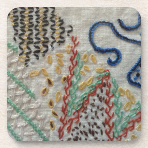 Linen embroidery coaster